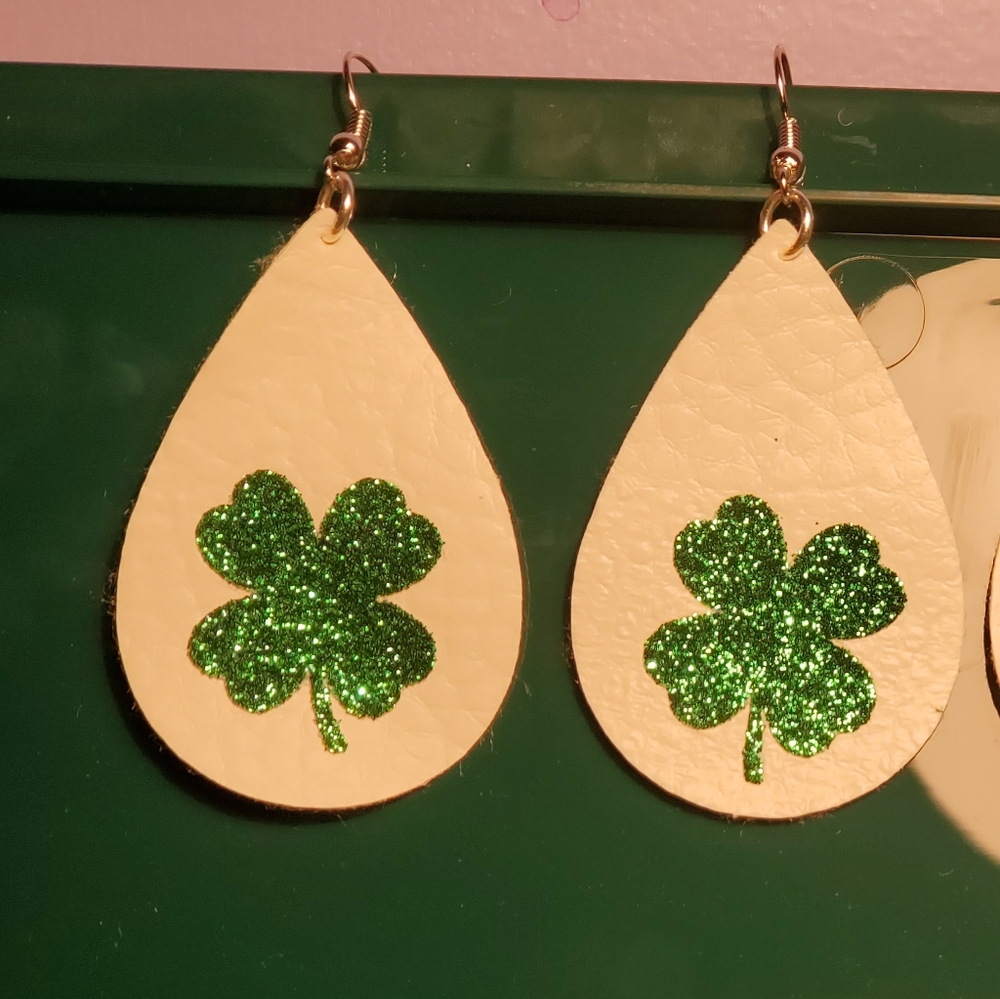 Shamrock Faux Leather Earrings